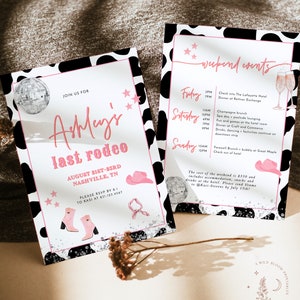 Space Cowgirl Bachelorette Party Invite, Disco Bachelorette Party, Bachelorette Itinerary, Last Rodeo, Nashville Bachelorette, D2