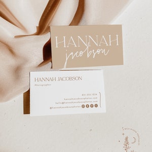 Modern Small Business Card, Boutique Business Card Template, Beige Business Card, Minimalist Business Card Design, Boho Business Cards image 2