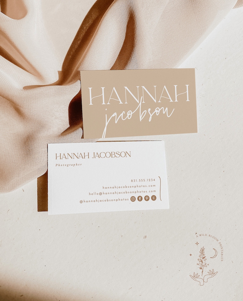 Modern Small Business Card, Boutique Business Card Template, Beige Business Card, Minimalist Business Card Design, Boho Business Cards image 2
