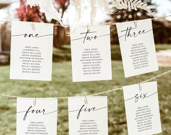 Table Seating Chart Template, Minimalist Wedding Cards, Modern Seat, Instant Download, Editable Template, M9