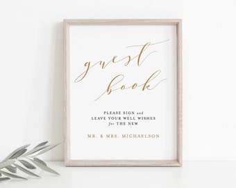 Wedding Guest Book Sign, Editable Template, Printable Guestbook Sign, Wedding Reception Signs, Shower Signs, Printable Instant Download