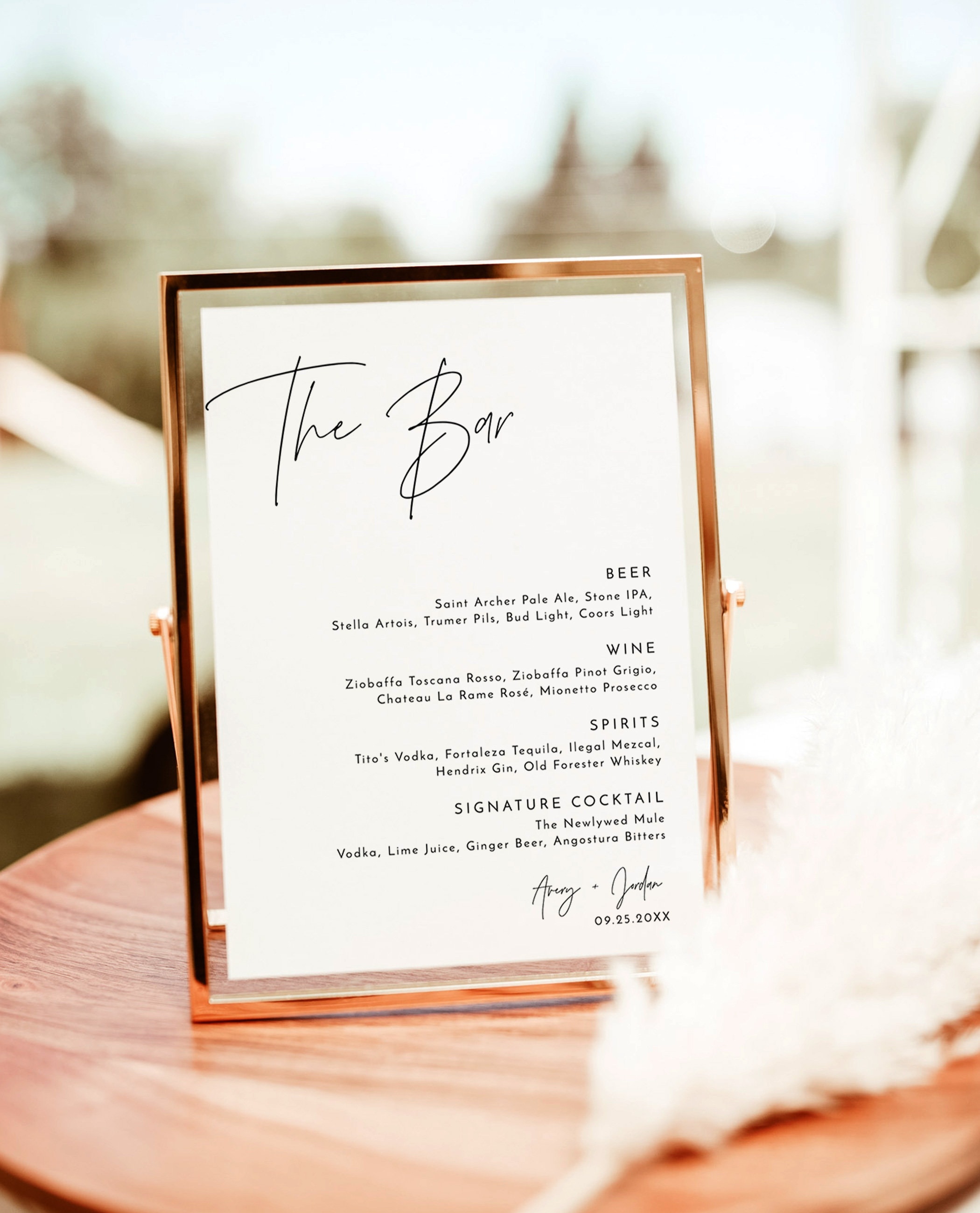 The Bar Wedding Sign, Minimalist Wedding Bar Menu, Wedding Drink Sign, Modern Drink Menu Sign, Wedding Bar Menu, Editable Template, M7