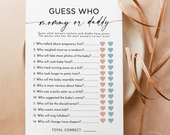 PRINTED + SHIPPED | Guess Who Mommy or Daddy Game | Modern Minimalist M9
