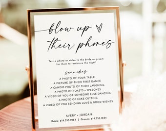 Blow Up Their Phone Sign, Wedding Photo Hunt Game, Minimalist Wedding Sign, Take Action Sign, I Spy Wedding Game, Editable Template M9