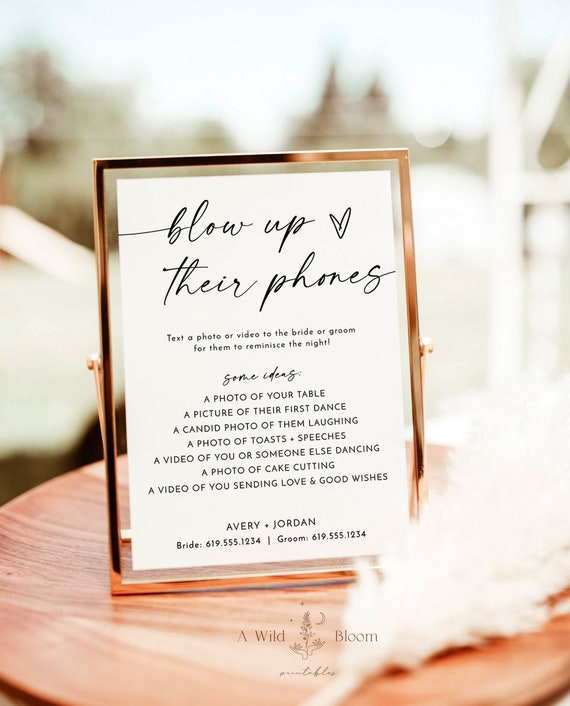 Blow Up Their Phone Sign, Wedding Photo Hunt Game, Minimalist Wedding Sign, Take Action Sign, I Spy Wedding Game, Editable Template M9