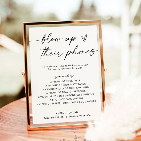 Blow Up Their Phone Sign, Wedding Photo Hunt Game, Minimalist Wedding Sign, Take Action Sign, I Spy Wedding Game, Editable Template M9