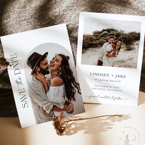 Minimalist Save the Date Template, Photo Save the Date Invite, Wedding Save the Date, Boho Save the Date Cards, Editable Template, M9