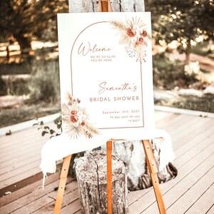 Boho Bridal Shower Welcome Sign Pampas Grass Bridal Shower Welcome Poster Minimalist Welcome Sign Boho Arch Welcome Sign A2 image 2