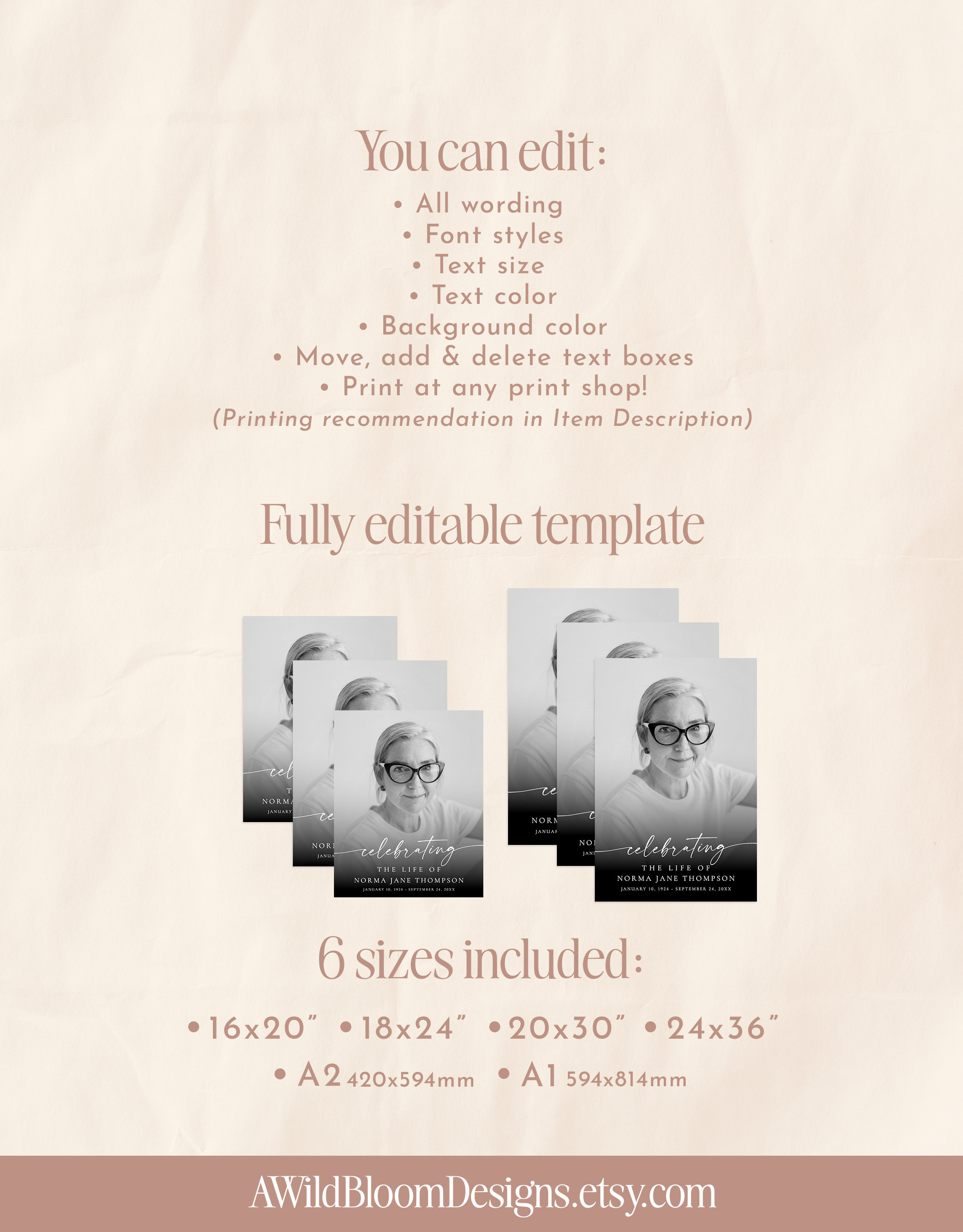 Funeral Memorial Sign Template, Celebration of Life, Loving Memory ...