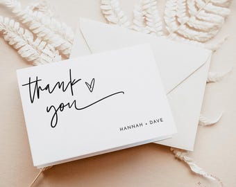 PRINTED + SHIPPED | Personalized Minimalist Thank You Card | Modern Wedding M8