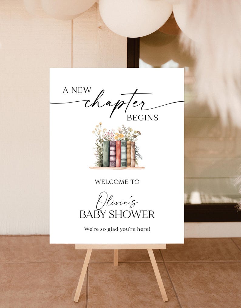 First Chapter Welcome Sign A New Chapter Baby Shower Welcome Sign, Her Next Chapter Begins, Gender ...