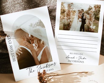 PRINTED + SHIPPED | Wedding Photo Thank You Card with Envelopes | Modern Minimalist Best Day Ever M9