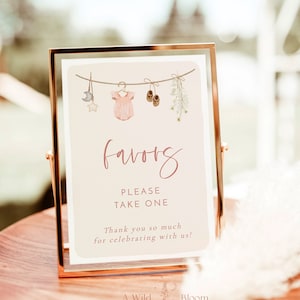Baby Shower Favors Sign, Girl Baby Shower, Favors Sign, Boho Baby Shower Sign, Pink Baby Shower, Editable Template, C2