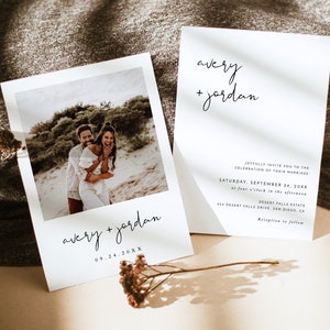 Minimalist Wedding Invitation Template, Editable Minimalist Wedding Invite, Modern Wedding Invite, Photo Wedding Invitation, M4