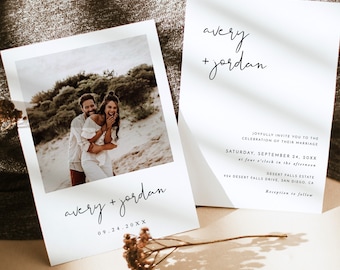 Minimalist Wedding Invitation Template, Editable Minimalist Wedding Invite, Modern Wedding Invite, Photo Wedding Invitation, M4