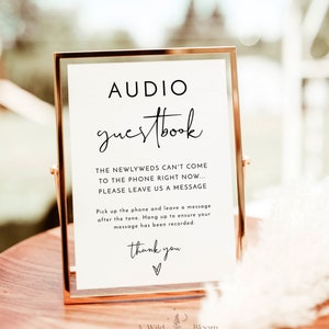 Audio Guestbook Sign Template, Pick Up The Phone, Leave A Message, Modern Minimalist Wedding Sign, Phone Message Guest Book, Editable M4