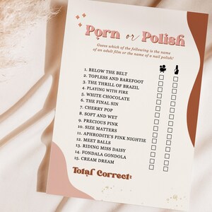 Porn Or Polish Bachelorette Game, Retro Bachelorette Party, Dirty Bachelorette Games, Funny Bachelorette Party Game, Drinking Game R1 image 2