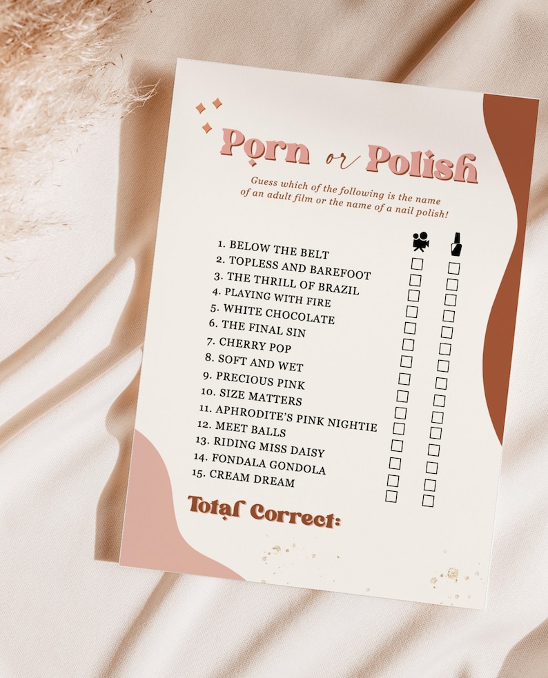 Porn Or Polish Bachelorette Game, Retro Bachelorette Party, Dirty Bachelorette Games, Funny Bachelorette Party Game, Drinking Game R1 image 2