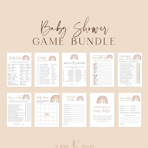 Rainbow Baby Shower Games | Gender Neutral Shower Bundle | Muted Tones Boho Baby Shower | Bohemian Baby Shower Editable Template | RB1