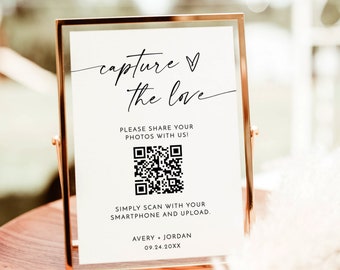 Minimalist Wedding Photo Sign, Modern Minimalist Wedding Hashtag Sign, Capture the Love Sign, Wedding Social Media Hashtag Sign, M9