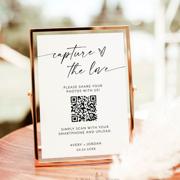 Minimalist Wedding Photo Sign | Modern Minimalist Wedding Hashtag Sign | Capture the Love Sign | Wedding Social Media Hashtag Sign | M9