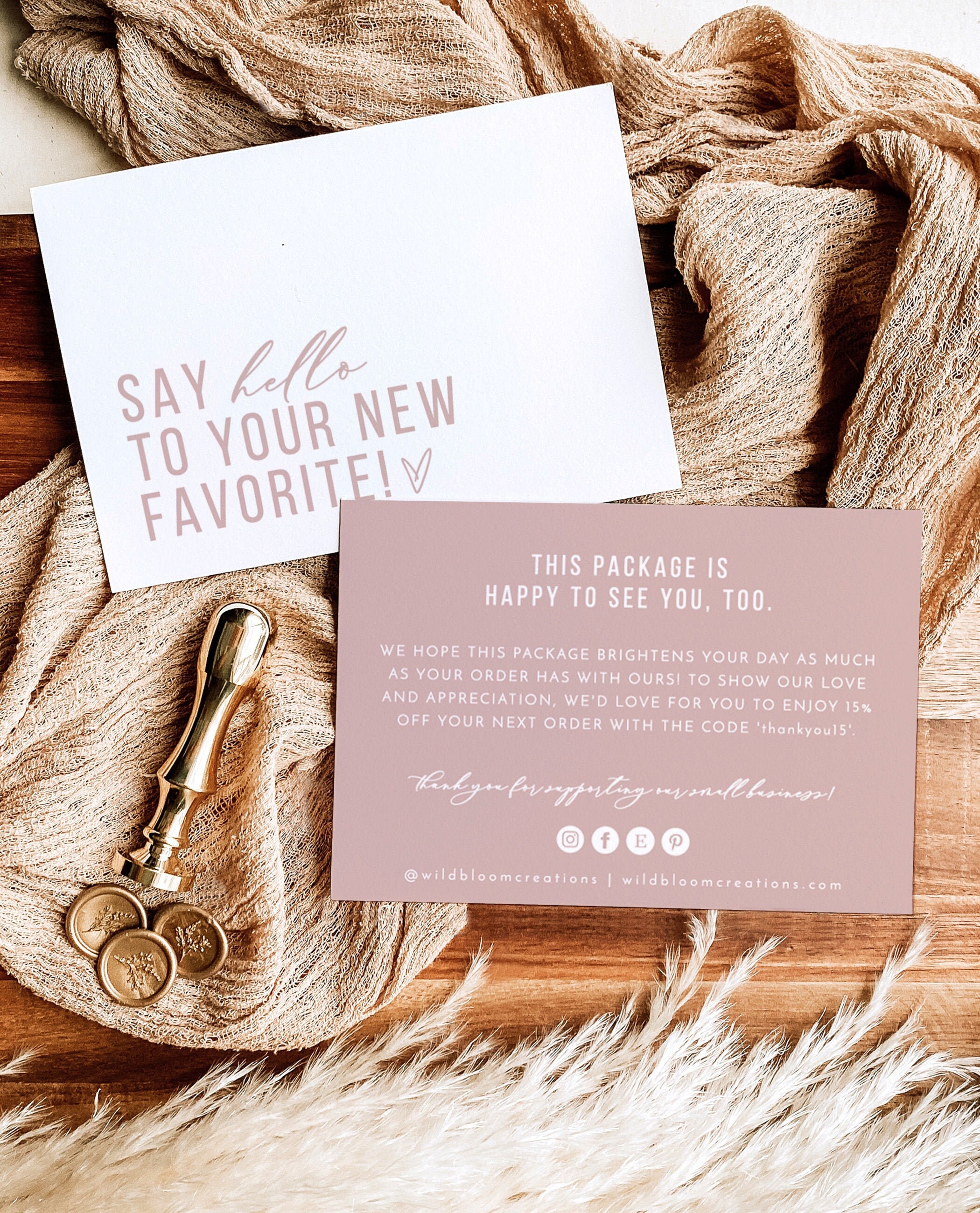 Minimalist Small Business Thank You Card Boho Boutique Thank Etsy