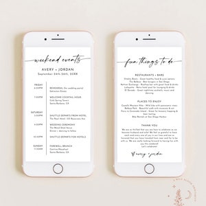 Minimalist Wedding Weekend Itinerary Template | Digital Itinerary | Fun Things to Do | Electronic Weekend Events | Wedding Itinerary | M9