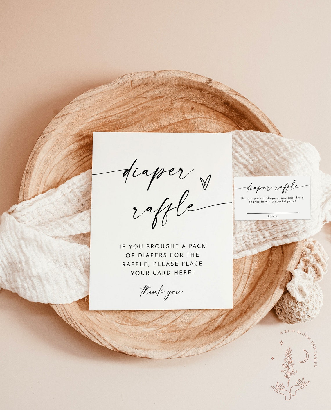 Diaiper Raffle Sign Diaper Raffle Sign Template, Minimalist Baby Shower, Modern, Gender ...