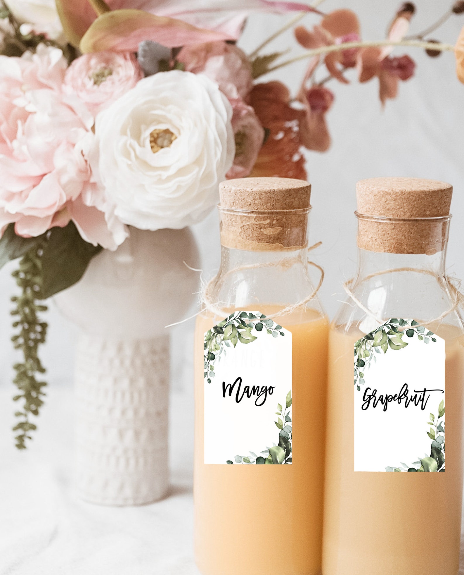 Greenery Mimosa Bar Juice Drink Tags Mimosa Juice Labels Etsy