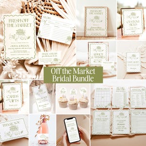 Off The Market Bridal Shower Invite Bundle, Farmer&#39;s Market Bridal Shower, Fresh Off the Market Bridal Shower Invite, Editable Template, H4