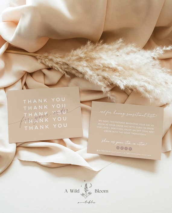 Winoo Design Gold Mini Thank You Cards Small Business - 100 PK - Flat Off  White