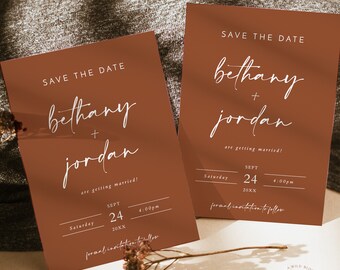 Terracotta Save the Date Template, Minimalist Save the Date Invite, Modern Save the Date, Boho Save the Date Cards, Editable Template M5