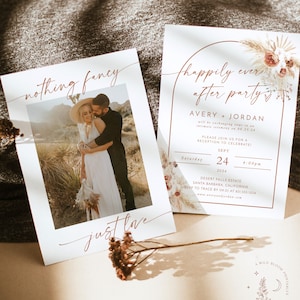 Photo Wedding Announcement, Photo Elopement Announcement, Nothing Fancy Just Love, Happily Ever After Party Invite, Reception Invite A2
