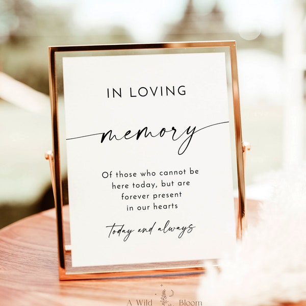 In Loving Memory Sign | Forever in Our Hearts Wedding Sign | Forever In Our Hearts Sign | Wedding Memorial Candle Sign | Editable Sign | M9