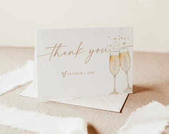 PRINTED + SHIPPED | Brunch and Bubbly Thank You Card | Champagne Bridal Shower With Envelopes B2