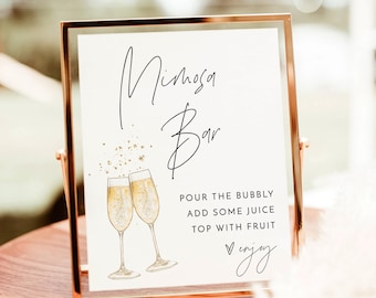PRINTED + SHIPPED | Bridal Shower Mimosa Bar Sign | Brunch Juice Champagne Theme M7