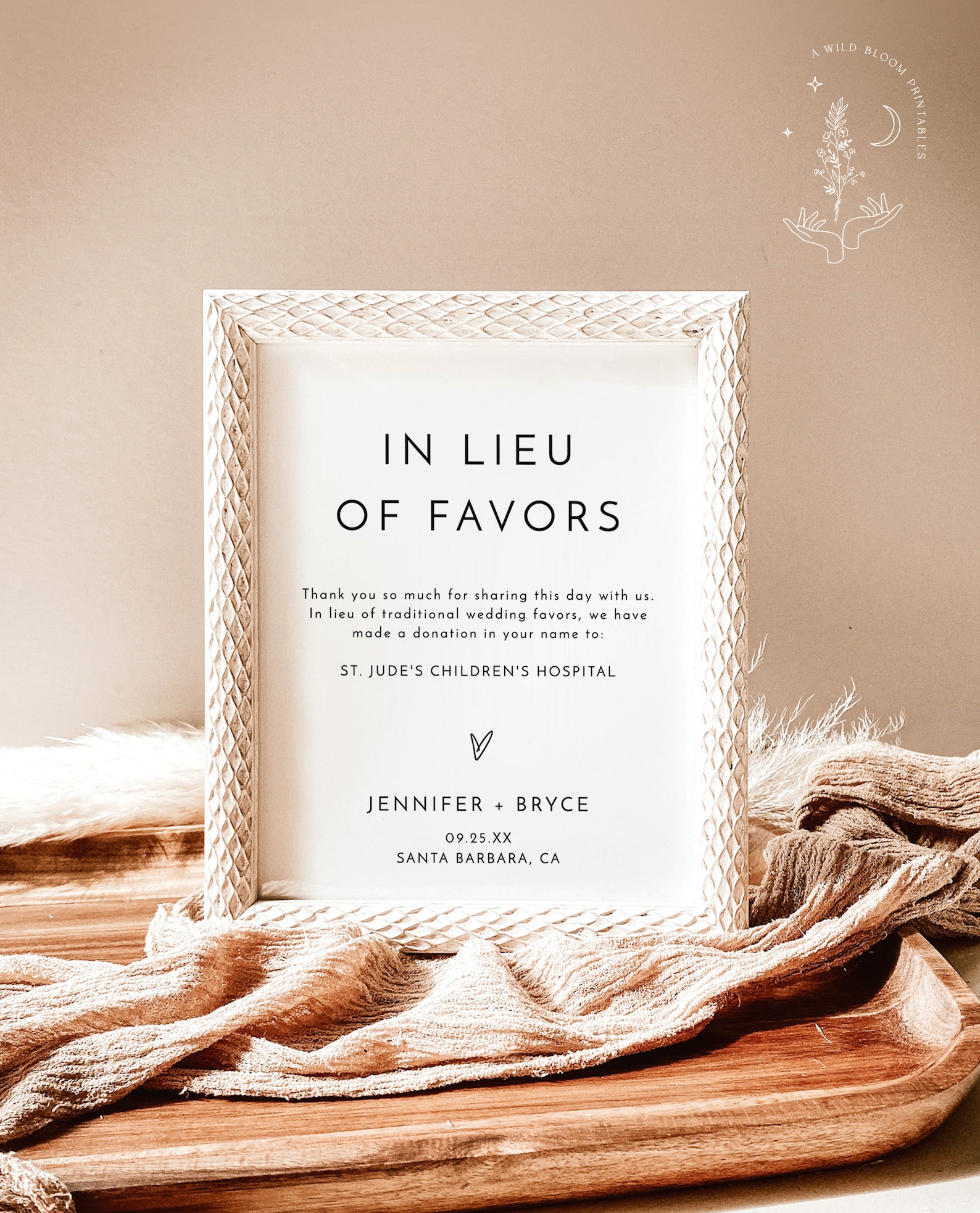 In Lieu Of Favors Sign Minimalist In Lieu Of Favors Sign Etsy UK