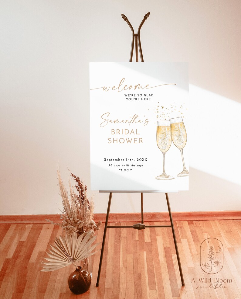 Bridal Shower Welcome Sign Template, Boho Brunch Poster, Brunch and Bubbly, Instant Download, Editable Template, B2 image 4