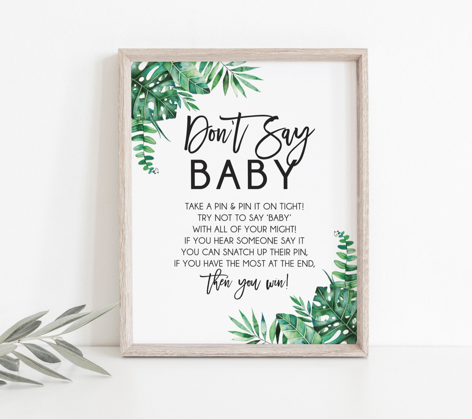 Printable 'don't Say Baby' Tropical Pin Game - Etsy