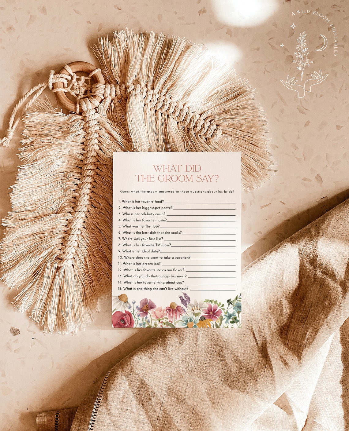 What Did the Groom Say Shower Game Wildflower Bridal Trivia image 1