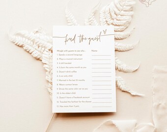 PRINTED + SHIPPED | Find the Guest Game Modern Minimalist Bridal Shower BM1
