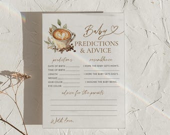 PRINTED + SHIPPED | Coffee Baby Predictions and Advice Cards Latte Baby Shower Game Gender Neutral Coffee Theme Advice Cards