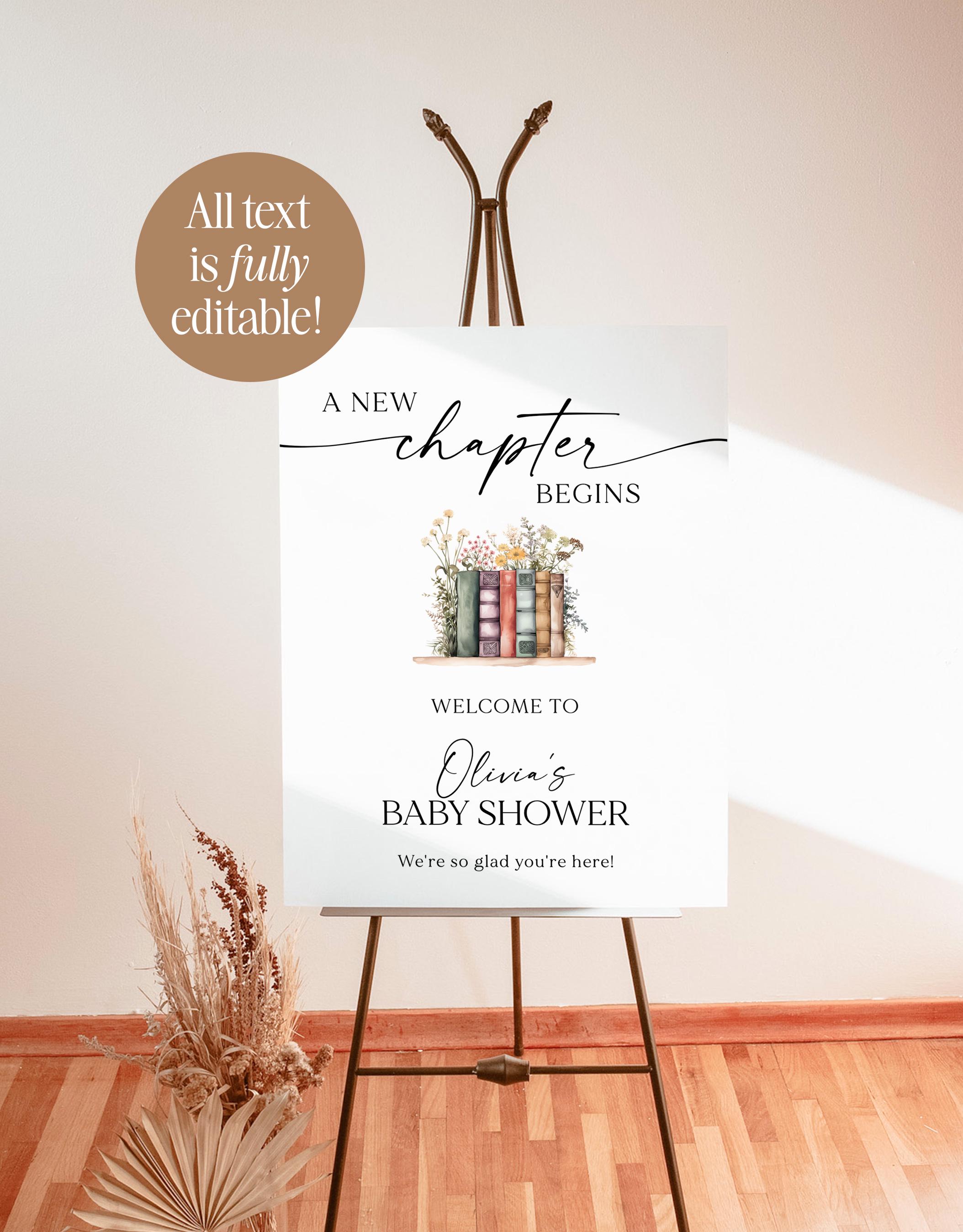 A New Chapter Baby Shower Welcome Sign, Her Next Chapter Begins, Gender ...