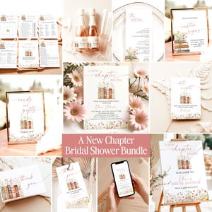 A New Chapter Begins Bridal Shower Invitation, Floral Storybook Bridal Shower, Wildflower Her Next Chapter Bundle, Editable Template, N1