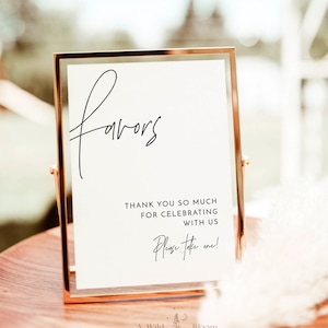 Modern Wedding Favors Sign Template | Minimalist Favors Sign | Wedding Favors Sign | Boho Bridal Shower Favors Sign | M7