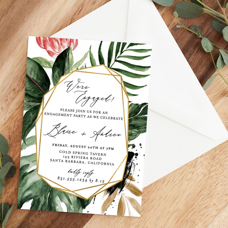 Editable Engagement Party Invitation Template Tropical | Etsy