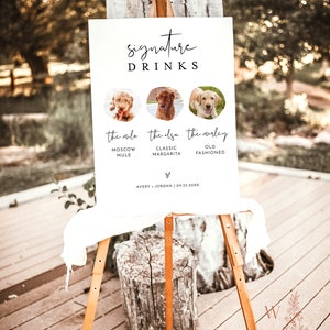 Dog Signature Drink Sign Pet Signature Cocktail Sign Minimalist Wedding Bar Sign Dog Signature Cocktail Sign Editable Template M4 image 4