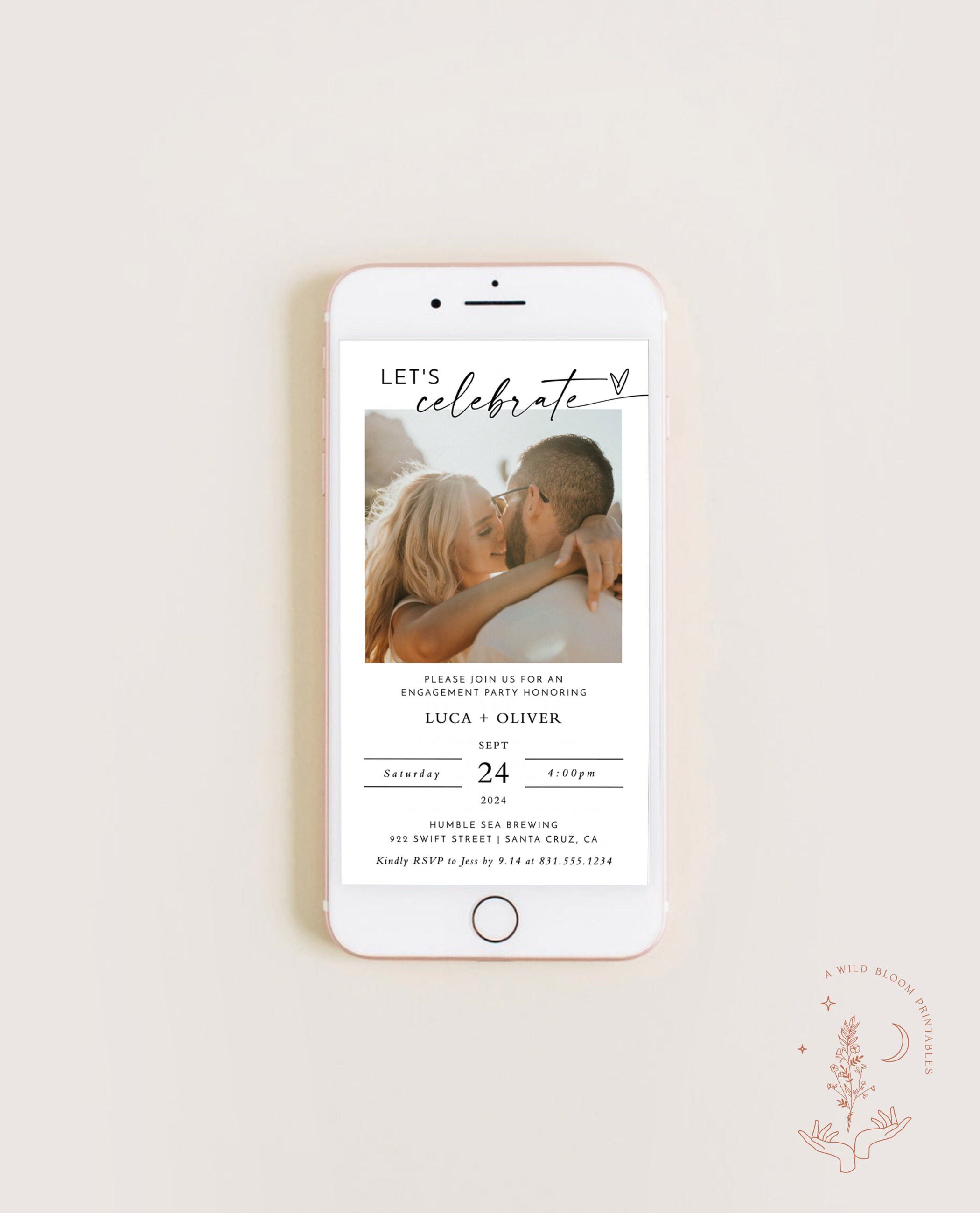 Engagement Party Evite Minimalist Couples Shower Invite Etsy