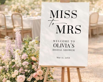 Miss to Mrs Bridal Shower Welcome Sign | Modern Bold Serif Poster | Printed & Shipped