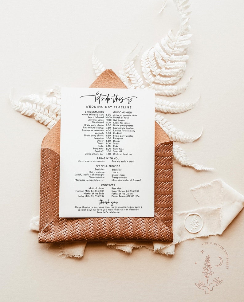 Wedding Party Timeline Printable Wedding Day Schedule Bridal Party Timeline Editable Template Wedding Party Itinerary Schedule M8 image 1